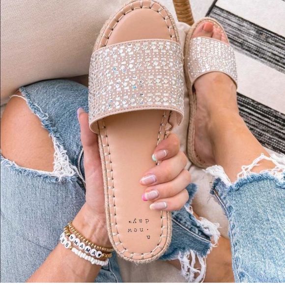 a new day Shoes - A new day rhinestone slide sandals size 6